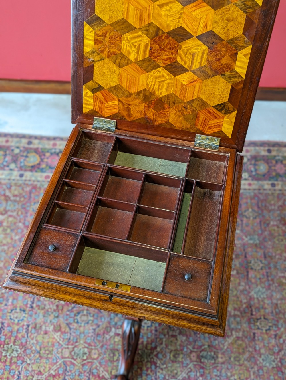 Antique Victorian Mahogany Games Table / Chess Table View V
