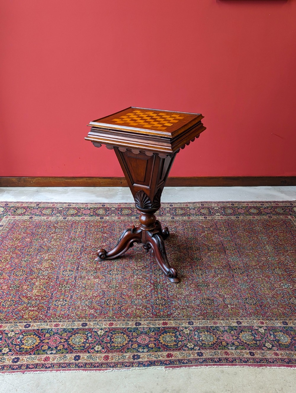 Antique Victorian Mahogany Games Table / Chess Table View VII