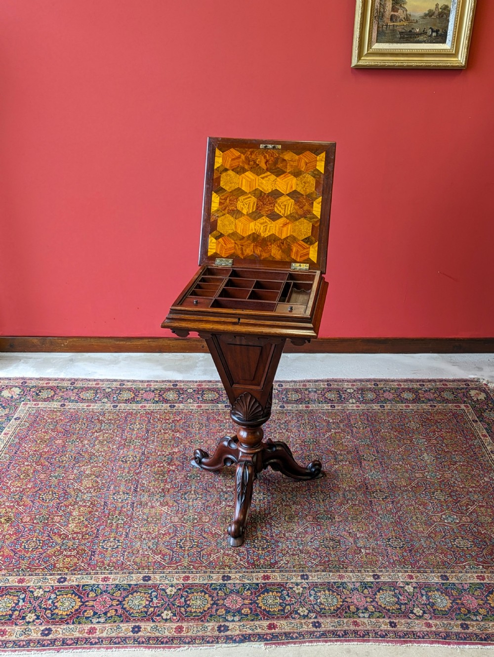 Antique Victorian Mahogany Games Table / Chess Table View VIII