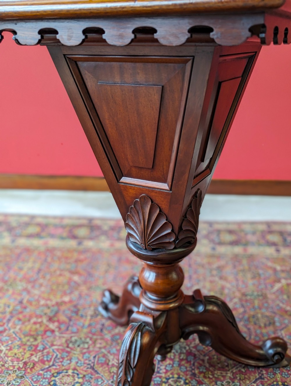 Antique Victorian Mahogany Games Table / Chess Table View IX