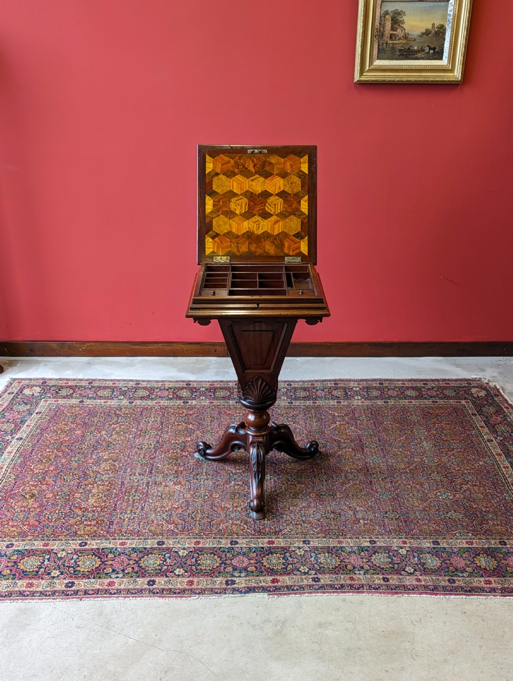 Antique Victorian Mahogany Games Table / Chess Table View X