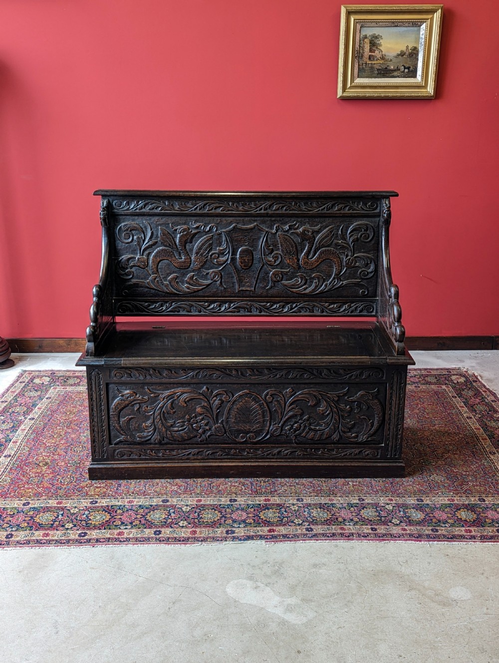 Antique Early 20th Century Oak Settle View II