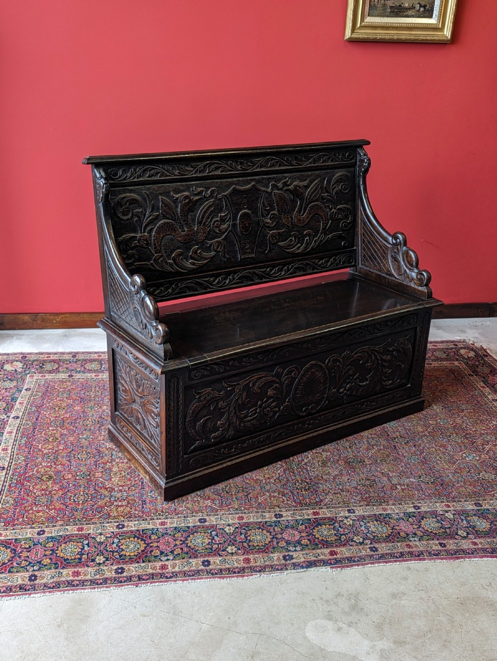 Antique Early 20th Century Oak Settle View III