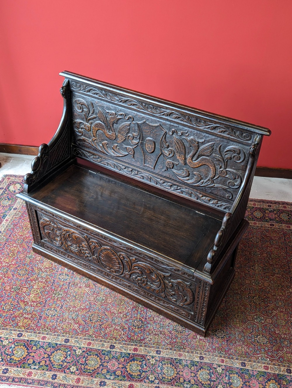 Antique Early 20th Century Oak Settle View VI