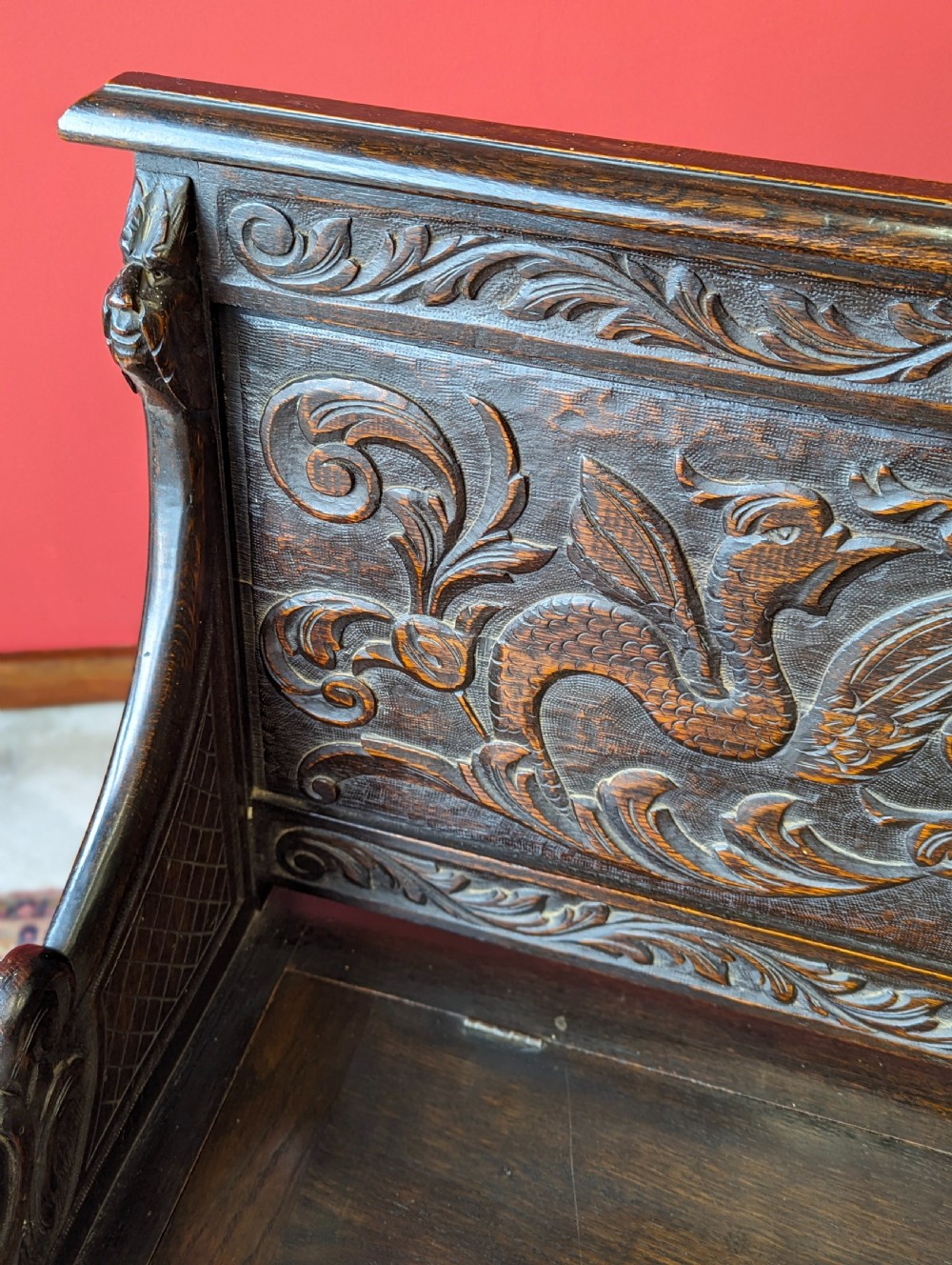 Antique Early 20th Century Oak Settle View VIII