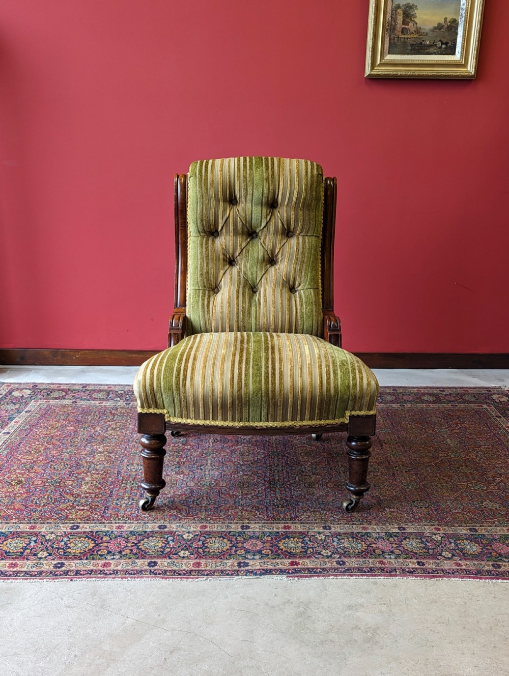 Antique Victorian Mahogany Lounge Chair View II
