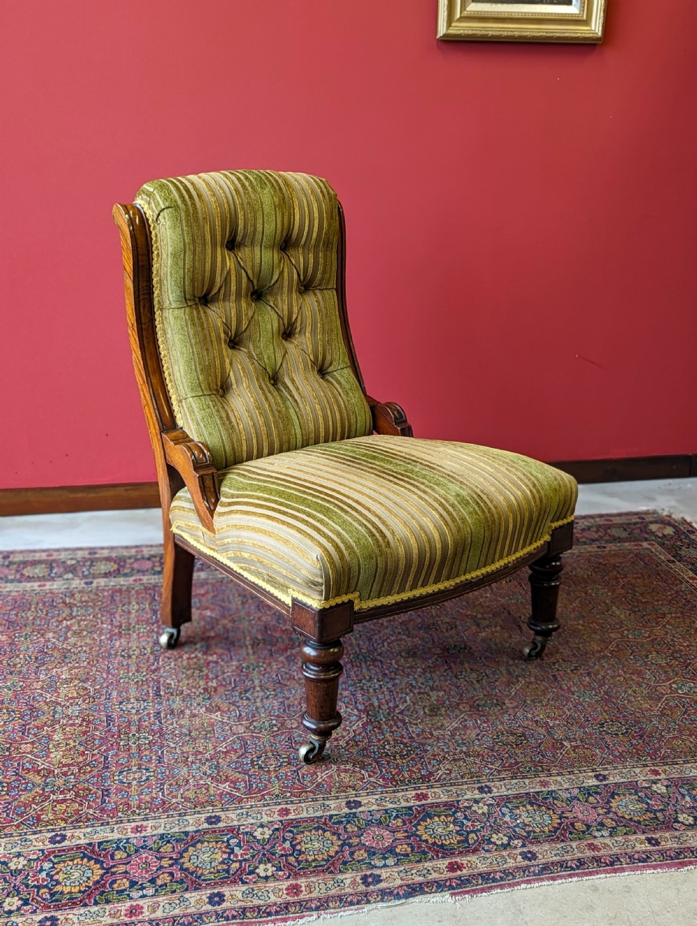 Antique Victorian Mahogany Lounge Chair View IV