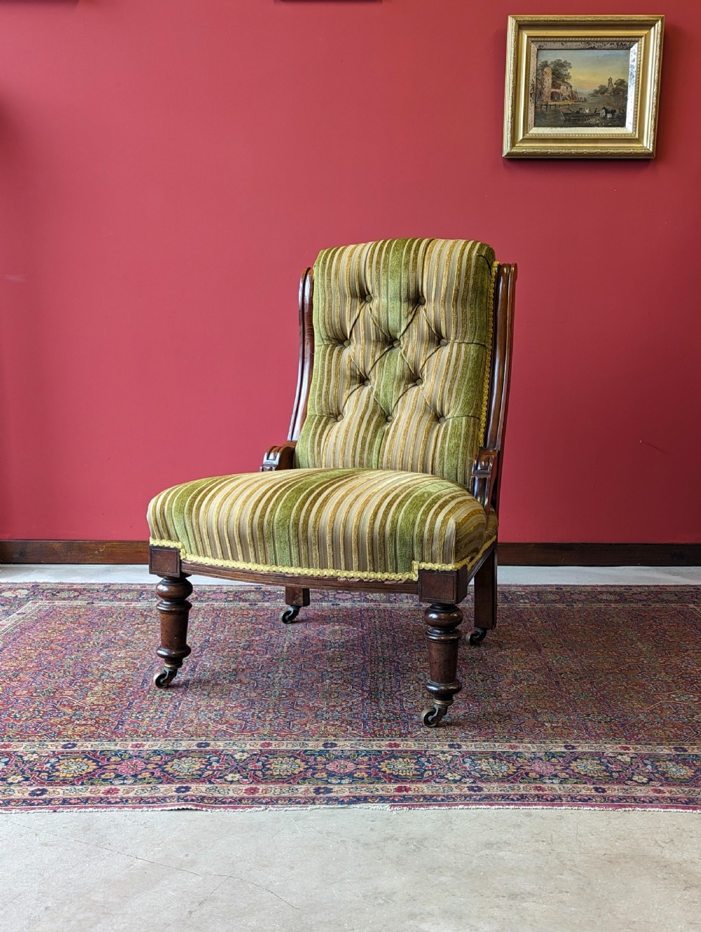 Antique Victorian Mahogany Lounge Chair View VI