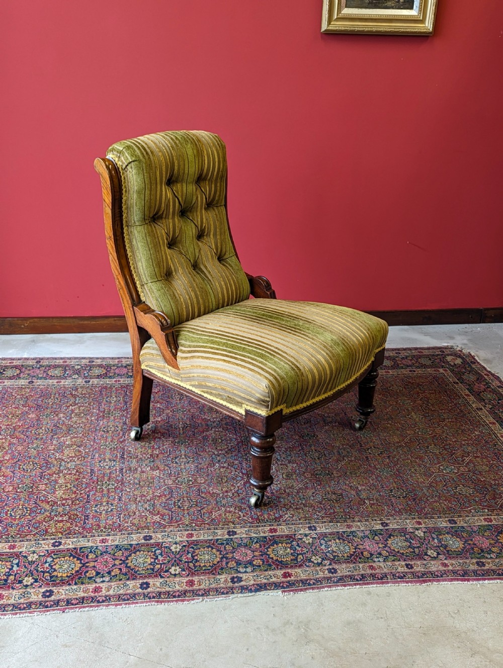 Antique Victorian Mahogany Lounge Chair View VII