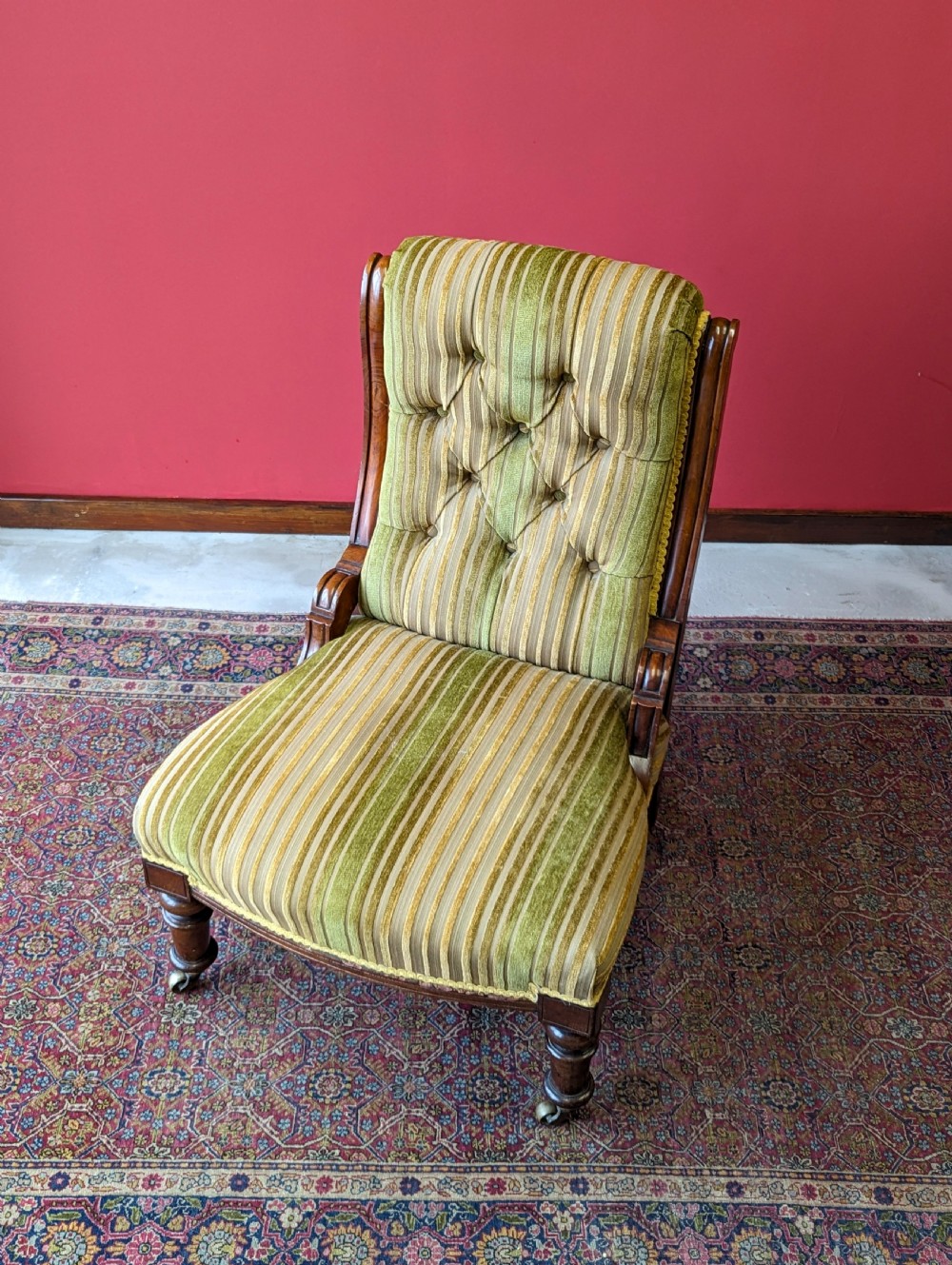 Antique Victorian Mahogany Lounge Chair View X