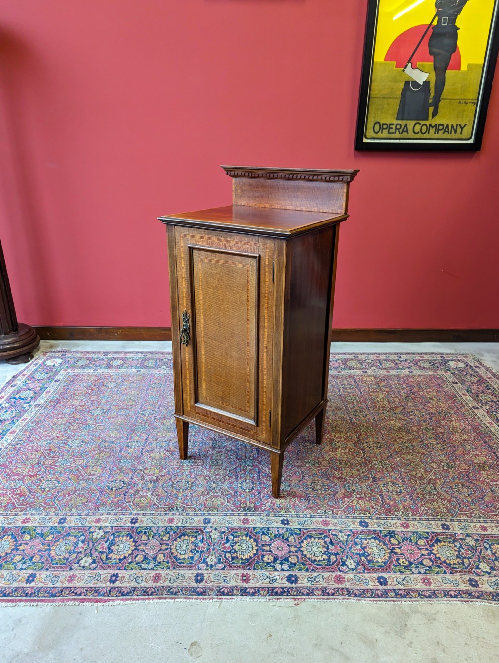 Antique Edwardian Inlaid Mahogany Bedside Pot Cupboard