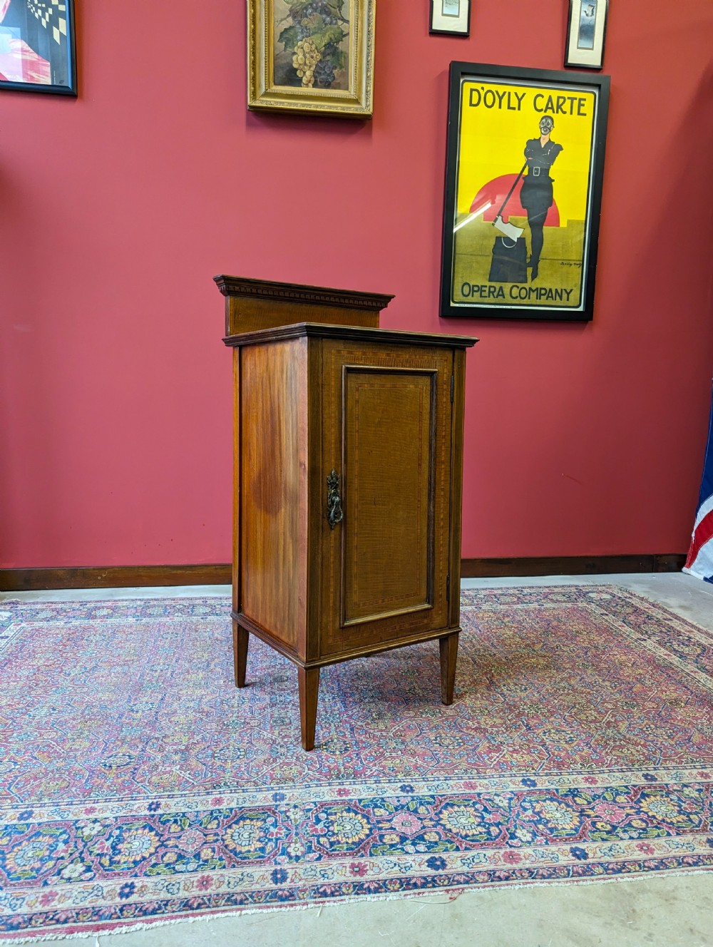 Antique Edwardian Inlaid Mahogany Bedside Pot Cupboard View II