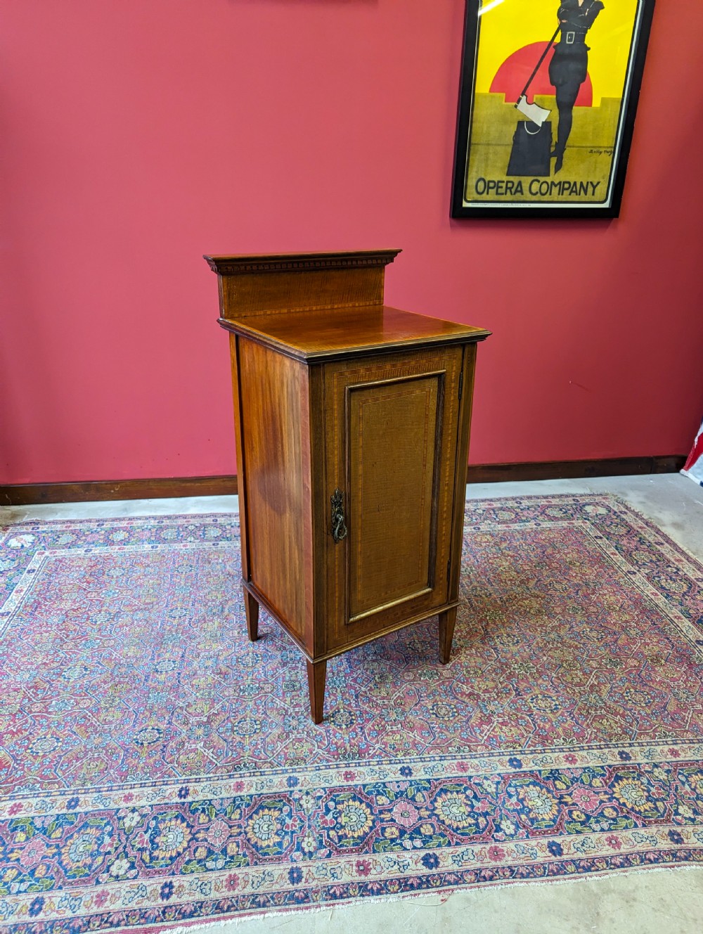 Antique Edwardian Inlaid Mahogany Bedside Pot Cupboard View III