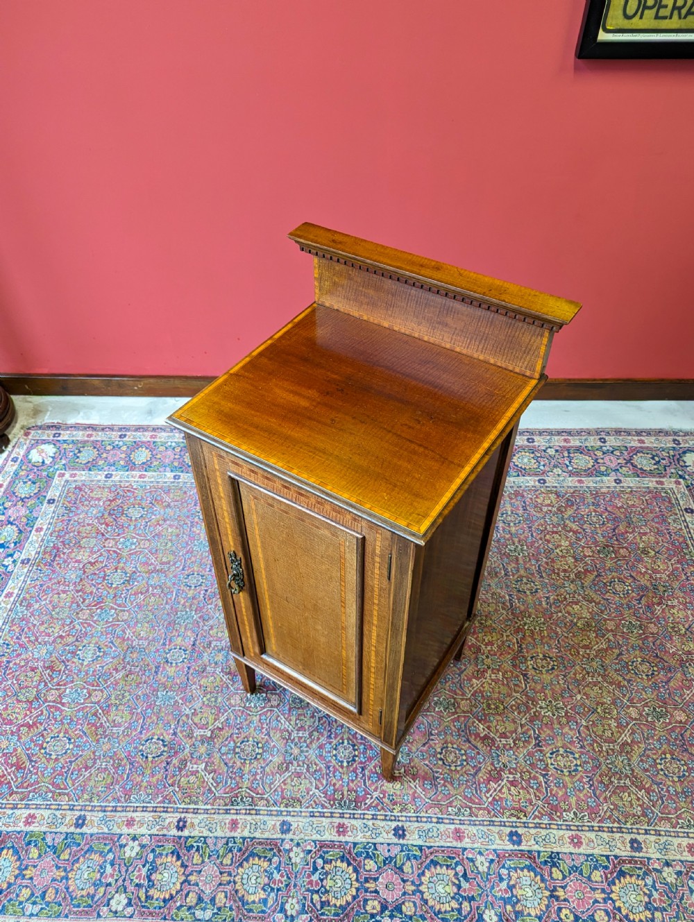 Antique Edwardian Inlaid Mahogany Bedside Pot Cupboard View IX