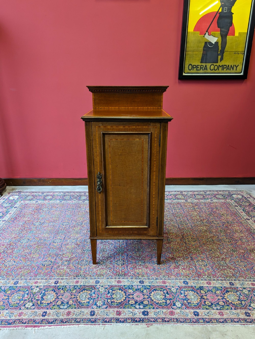 Antique Edwardian Inlaid Mahogany Bedside Pot Cupboard View X