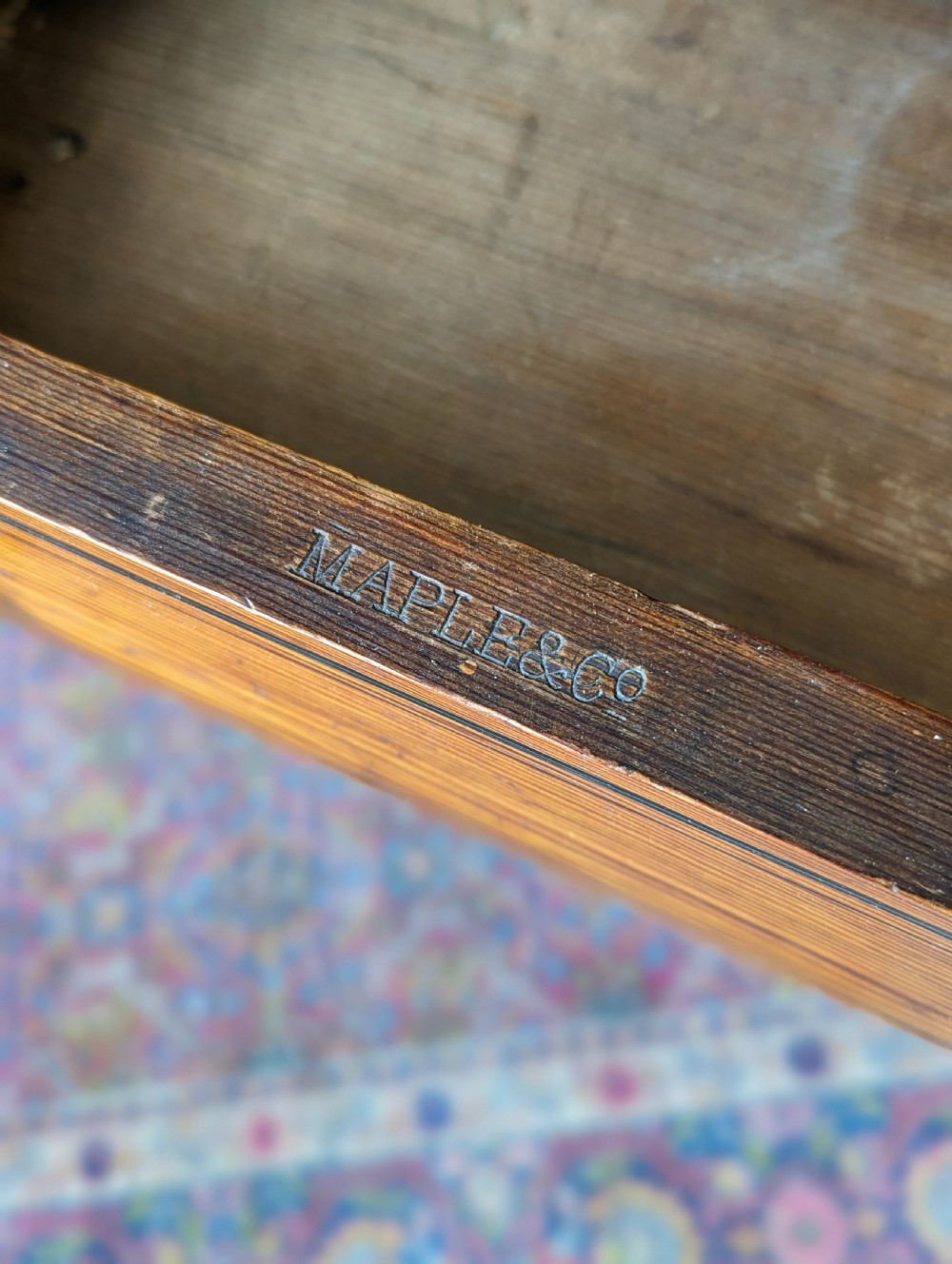 Antique Victorian Pitch Pine Aesthetic Movement Writing Table by Maple & Co View III