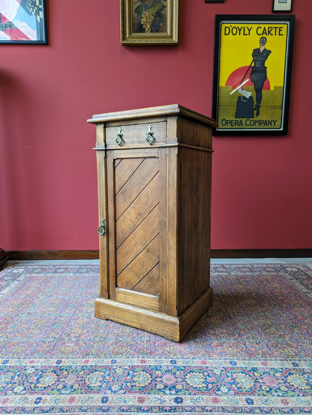 Antique Aesthetic Movement Ash Pedestal Bedside Cupboard