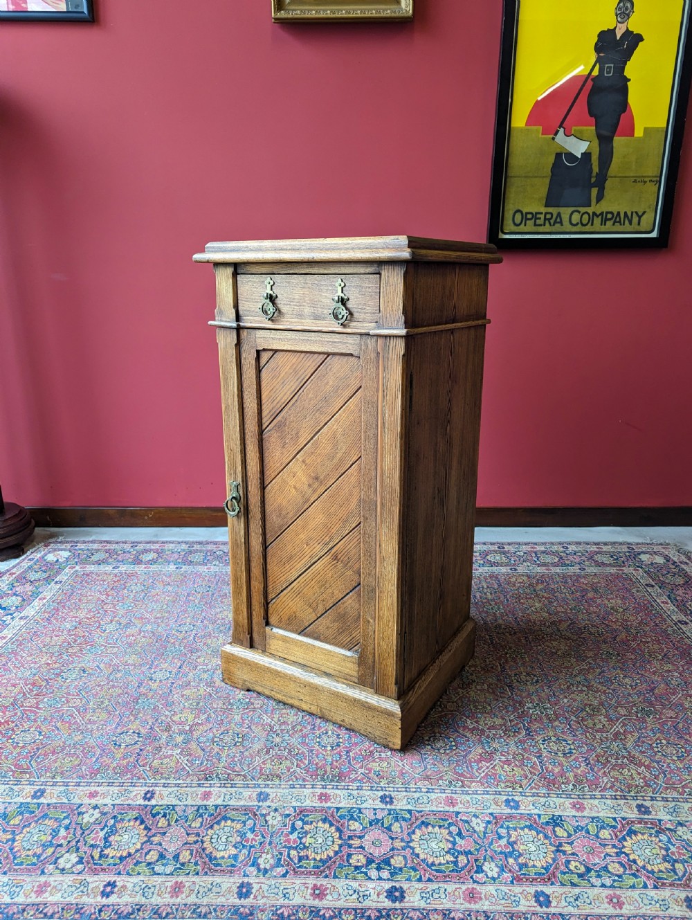 Antique Aesthetic Movement Ash Pedestal Bedside Cupboard View V