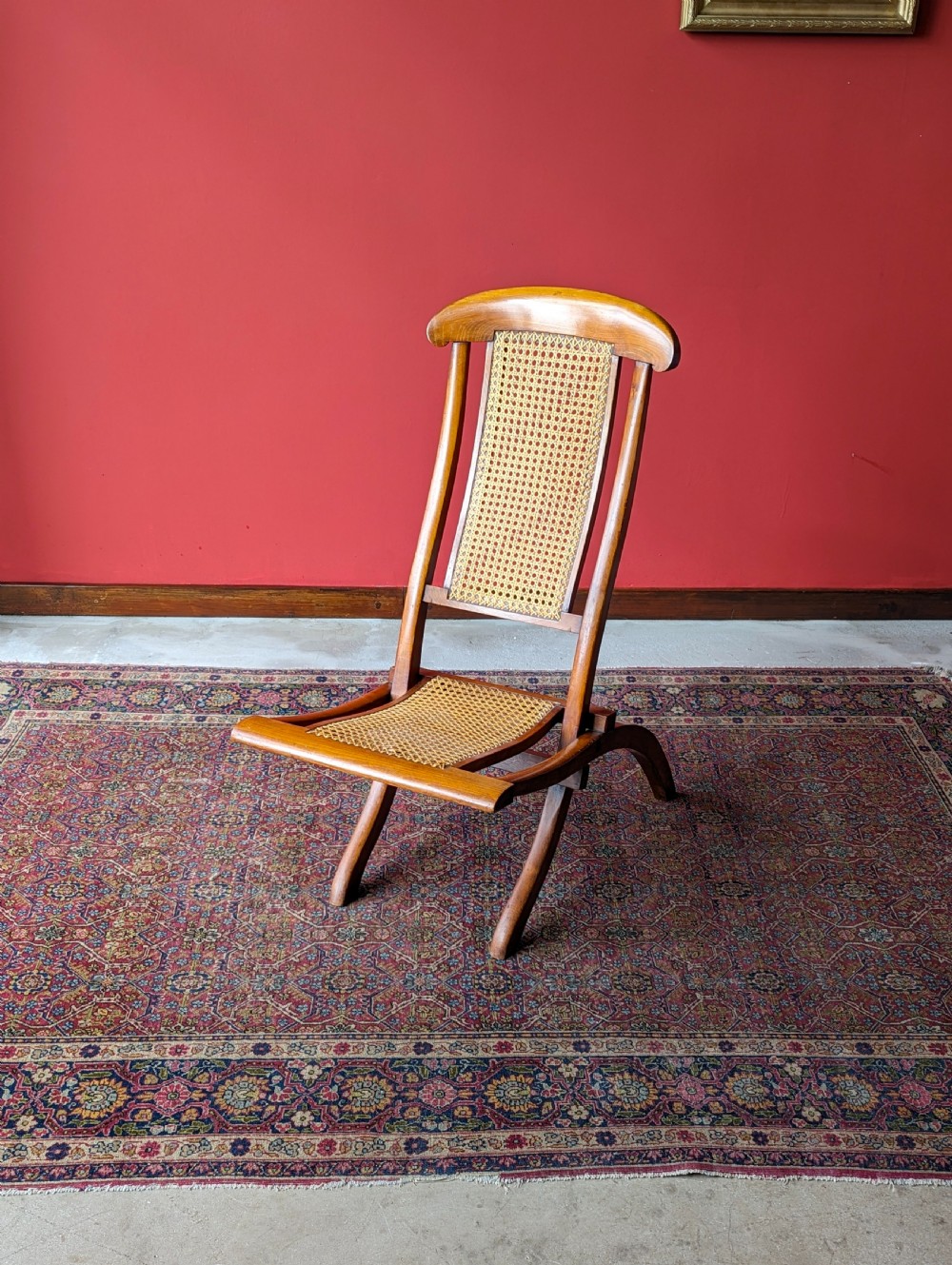 Antique Victorian Mahogany Folding Campaign Chair