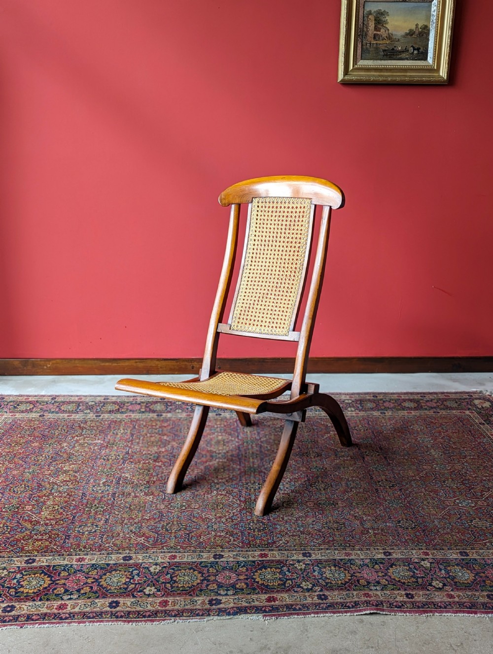 Antique Victorian Mahogany Folding Campaign Chair View IX