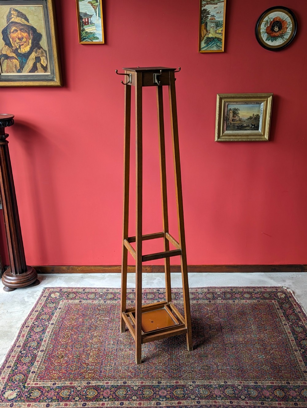 Vintage 1930’s Industrial Oak Hall Stand / Coat Stand by Astrola View IX