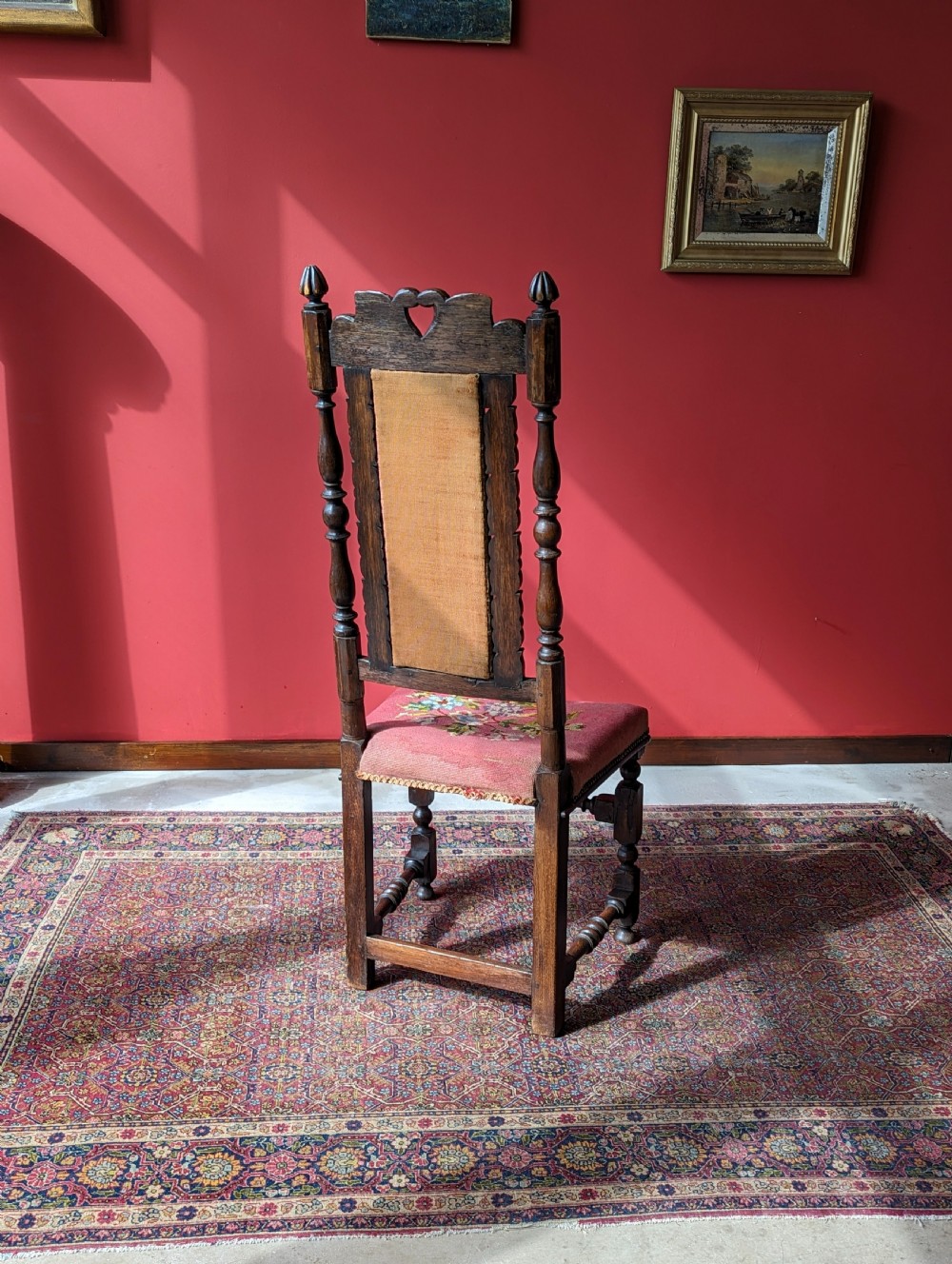 Antique Georgian Tapestry Upholstered Oak Side Chair View III