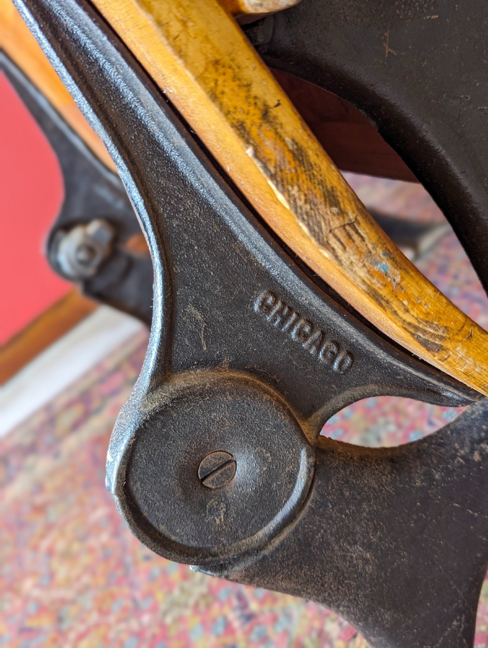 Antique Early 20th Century Cast Iron Folding School Desk with Seat View V