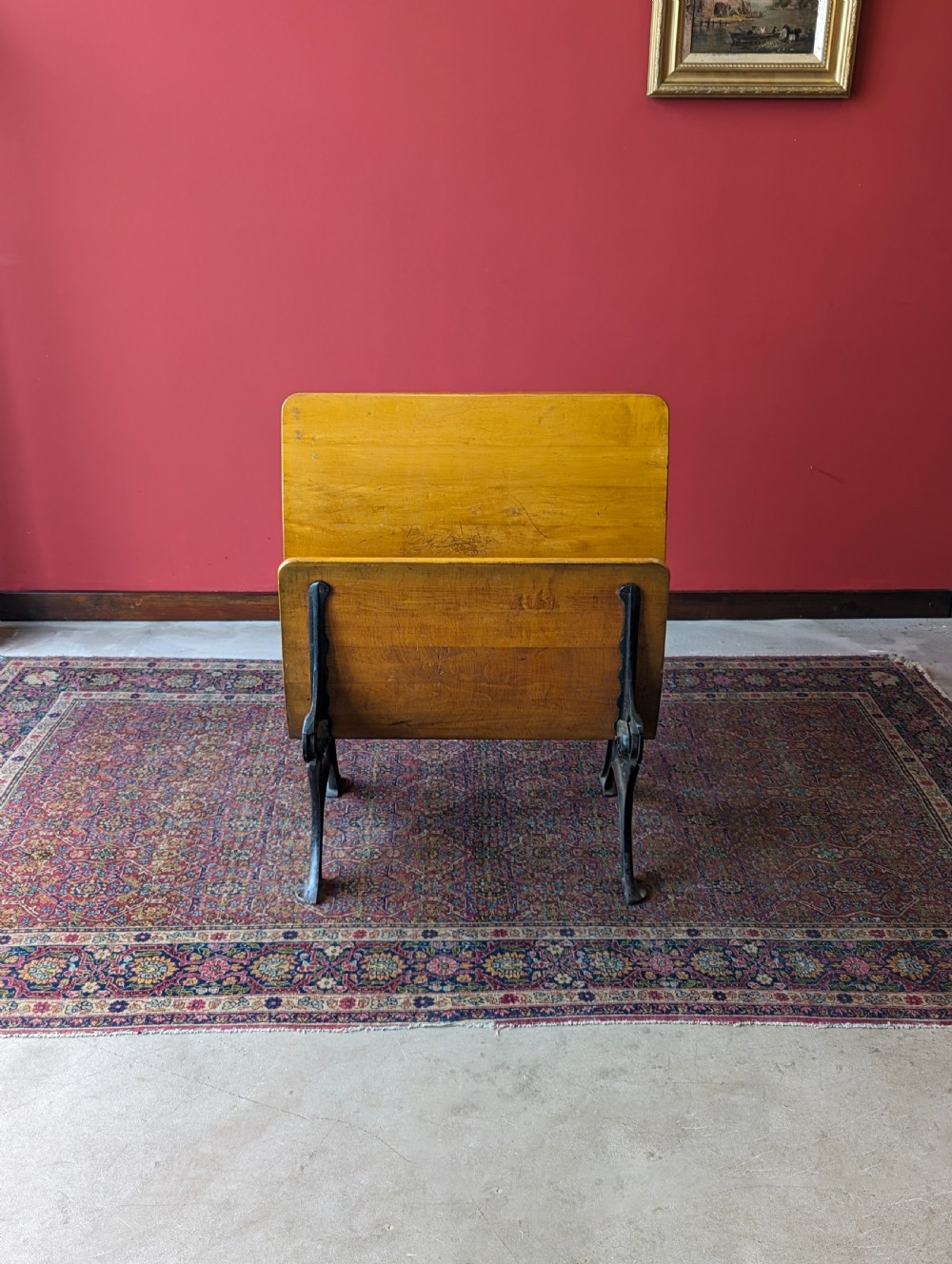 Antique Early 20th Century Cast Iron Folding School Desk with Seat View X