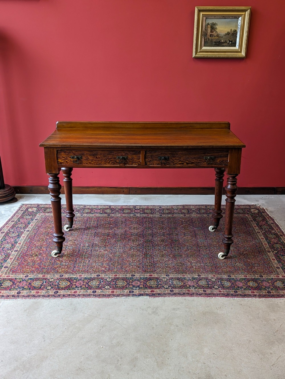 Antique Victorian Pitch Pine Aesthetic Movement Writing Table / Desk View II