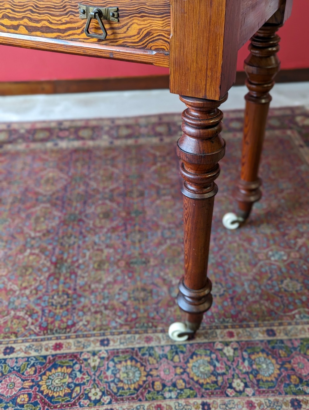 Antique Victorian Pitch Pine Aesthetic Movement Writing Table / Desk View IV