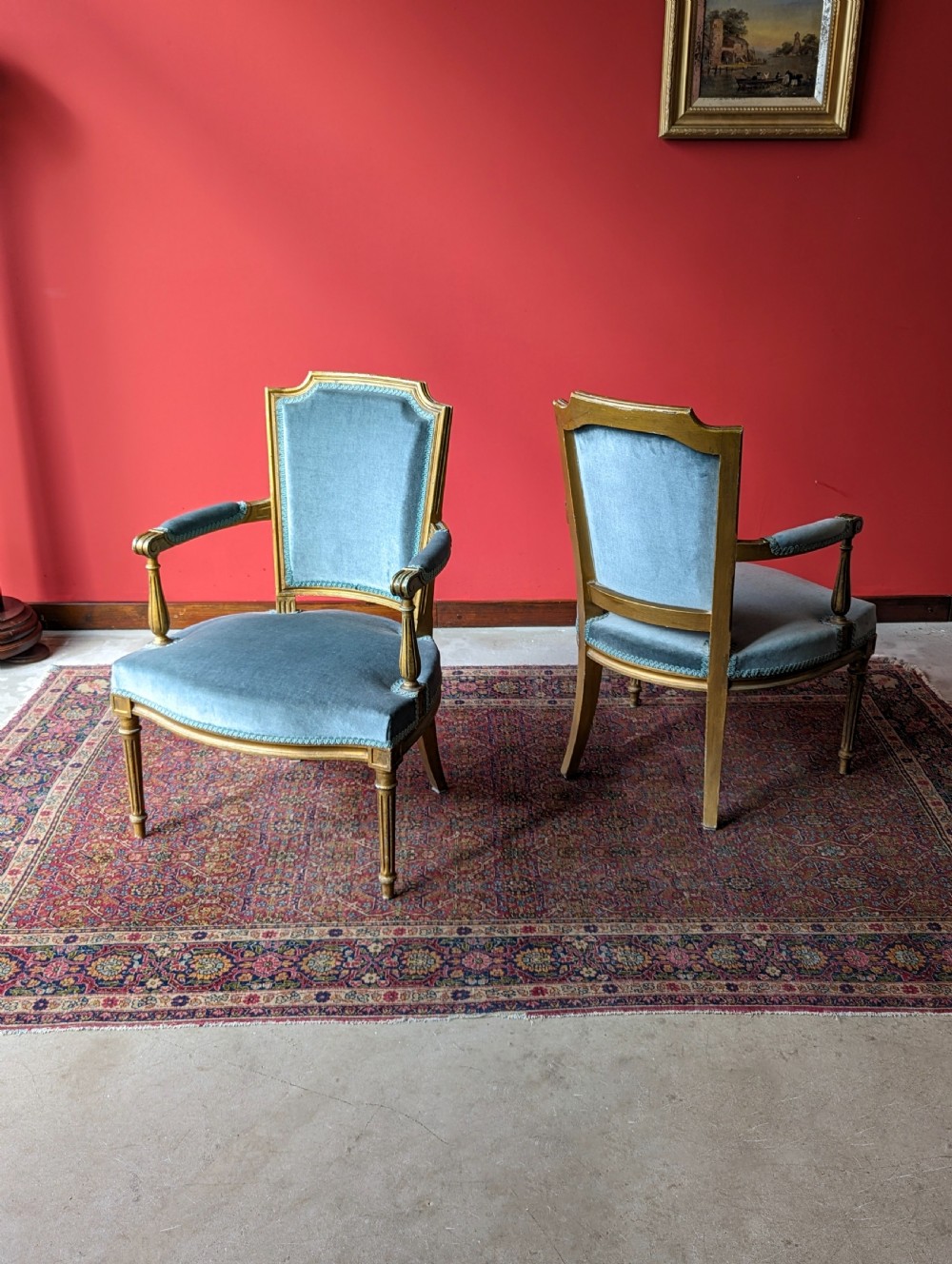 Pair of Mid 20th Century French Louis XVI Style Salon Armchairs / Fauteuils View III