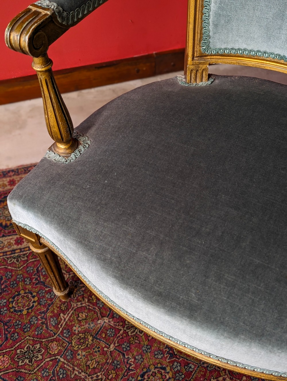 Pair of Mid 20th Century French Louis XVI Style Salon Armchairs / Fauteuils View IX
