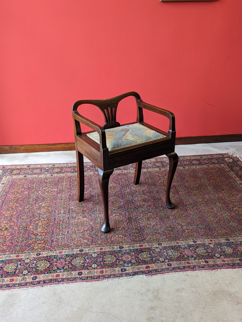 Antique Edwardian Mahogany Piano Stool View IV