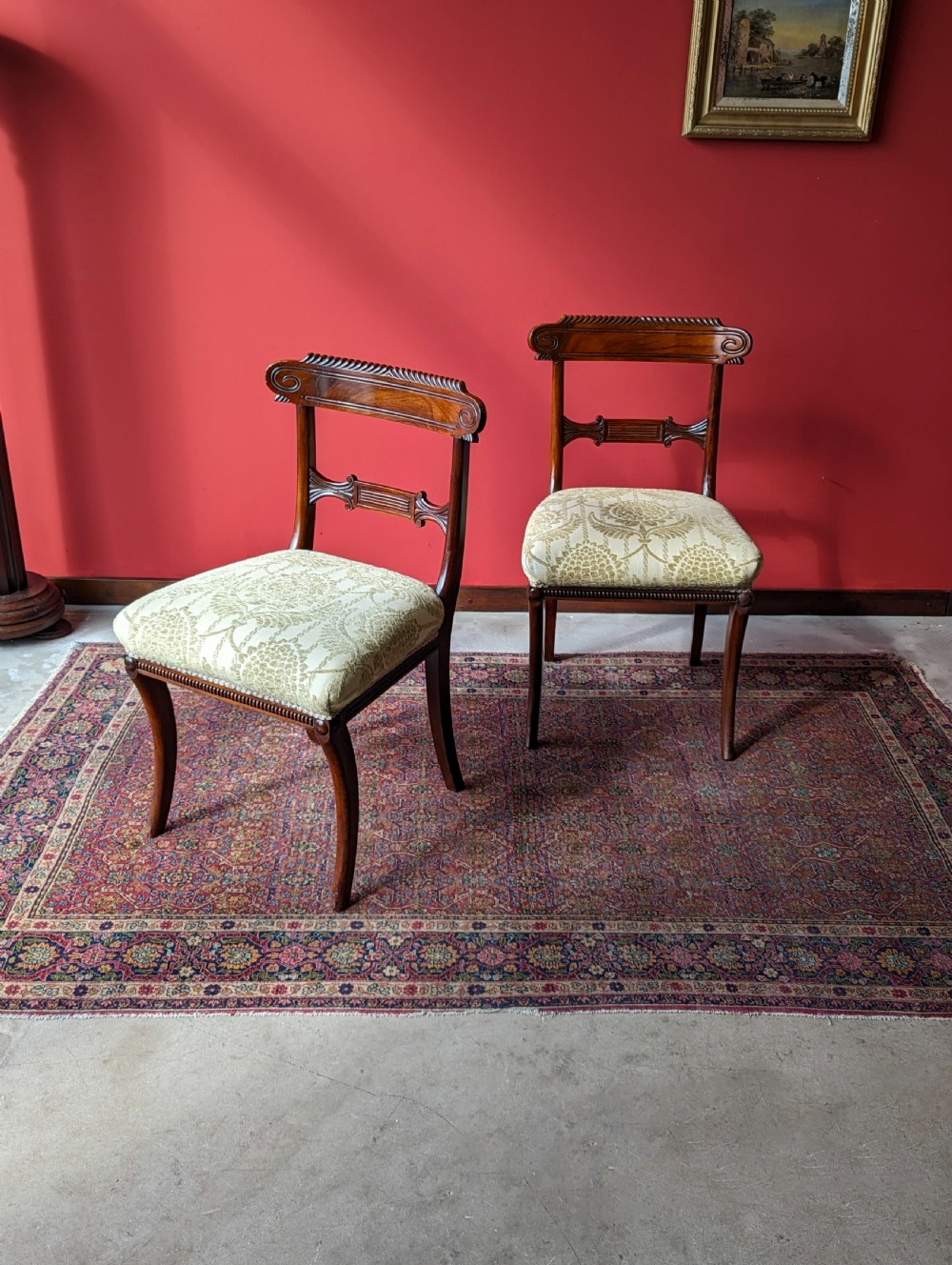Pair of Antique Regency Period Mahogany Side Chairs / Dining Chairs View IX