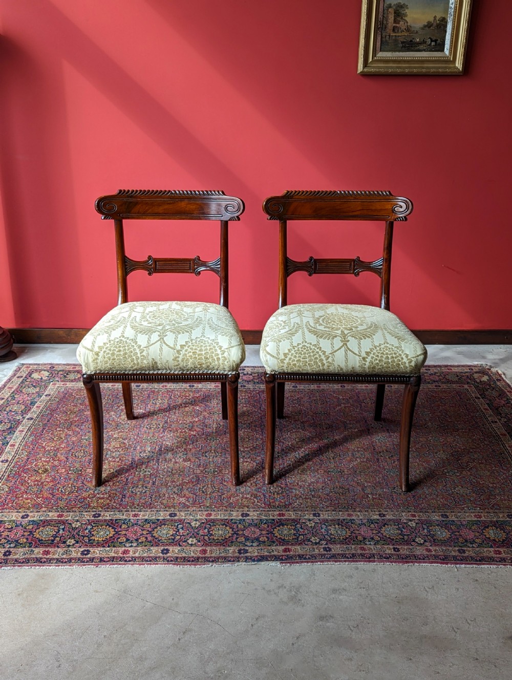Pair of Antique Regency Period Mahogany Side Chairs / Dining Chairs View X
