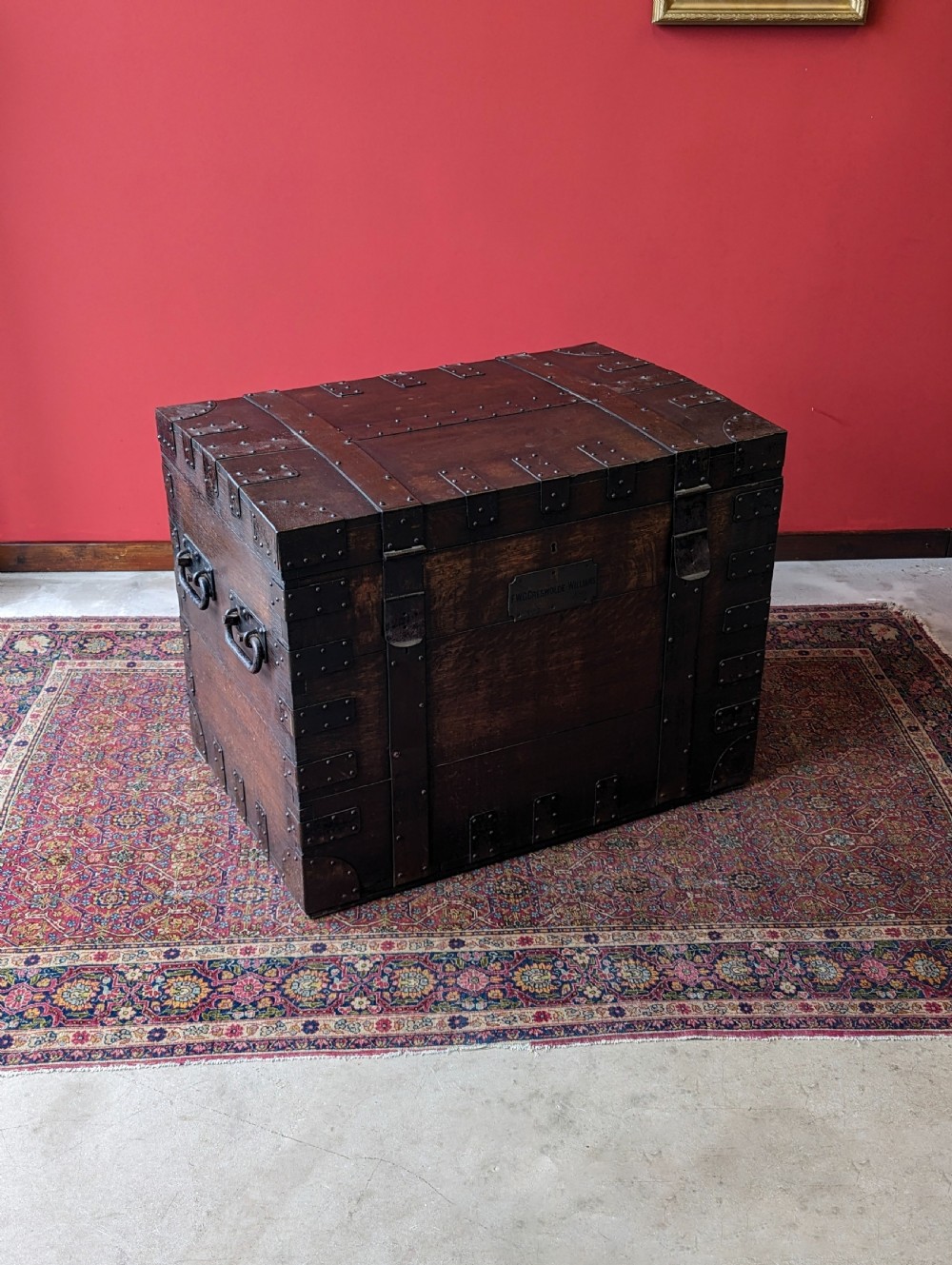 Antique Victorian Iron Bound Oak Silver Chest of ‘Frank’ Greswolde-Williams View VIII