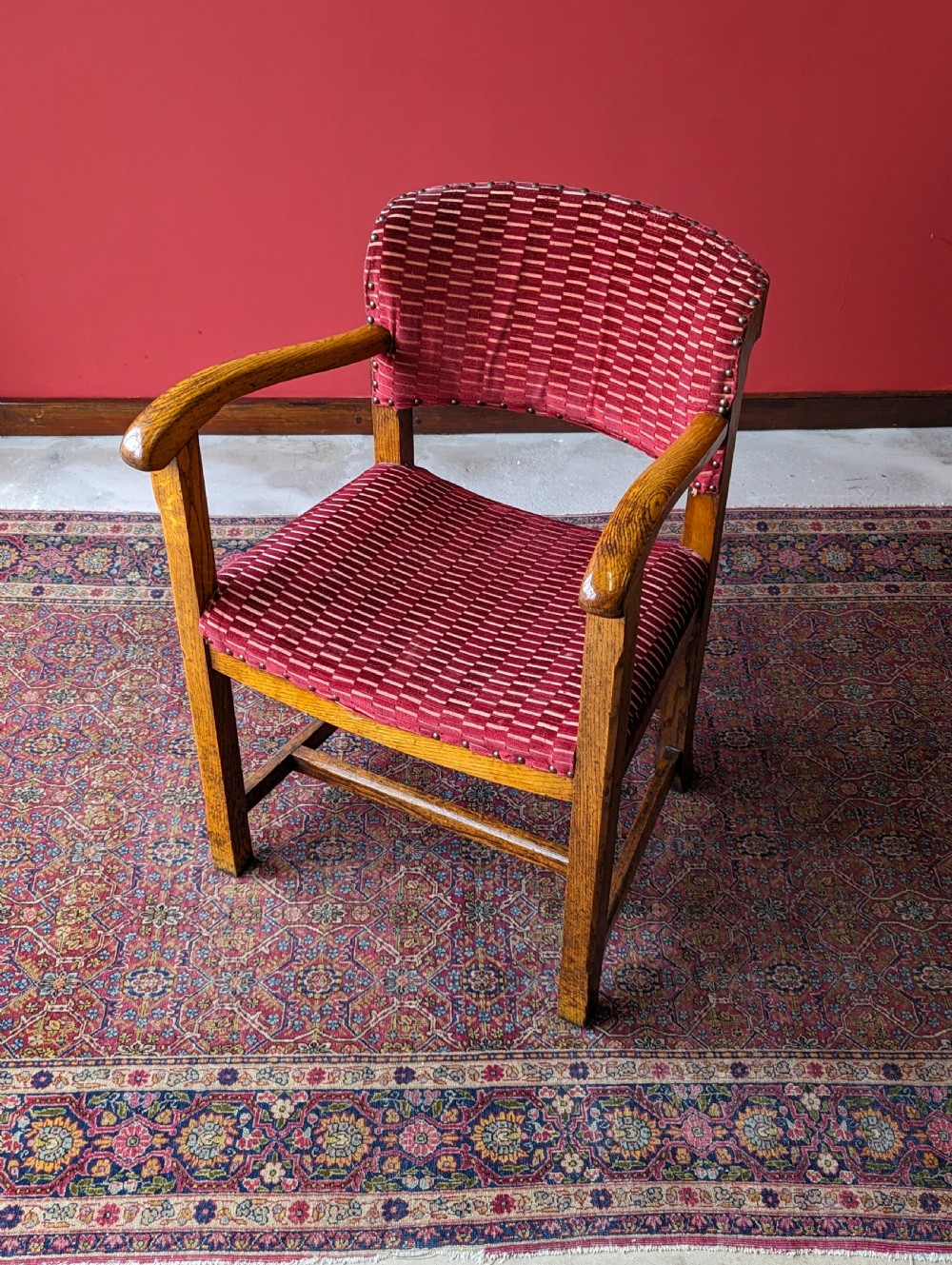 Antique Arts & Crafts Oak Desk Chair / Office Chair View X