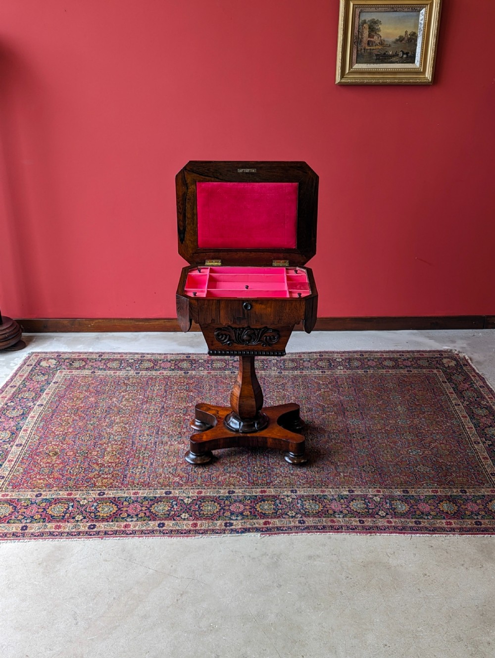 Antique Early Victorian Rosewood Sewing Table / Work Table