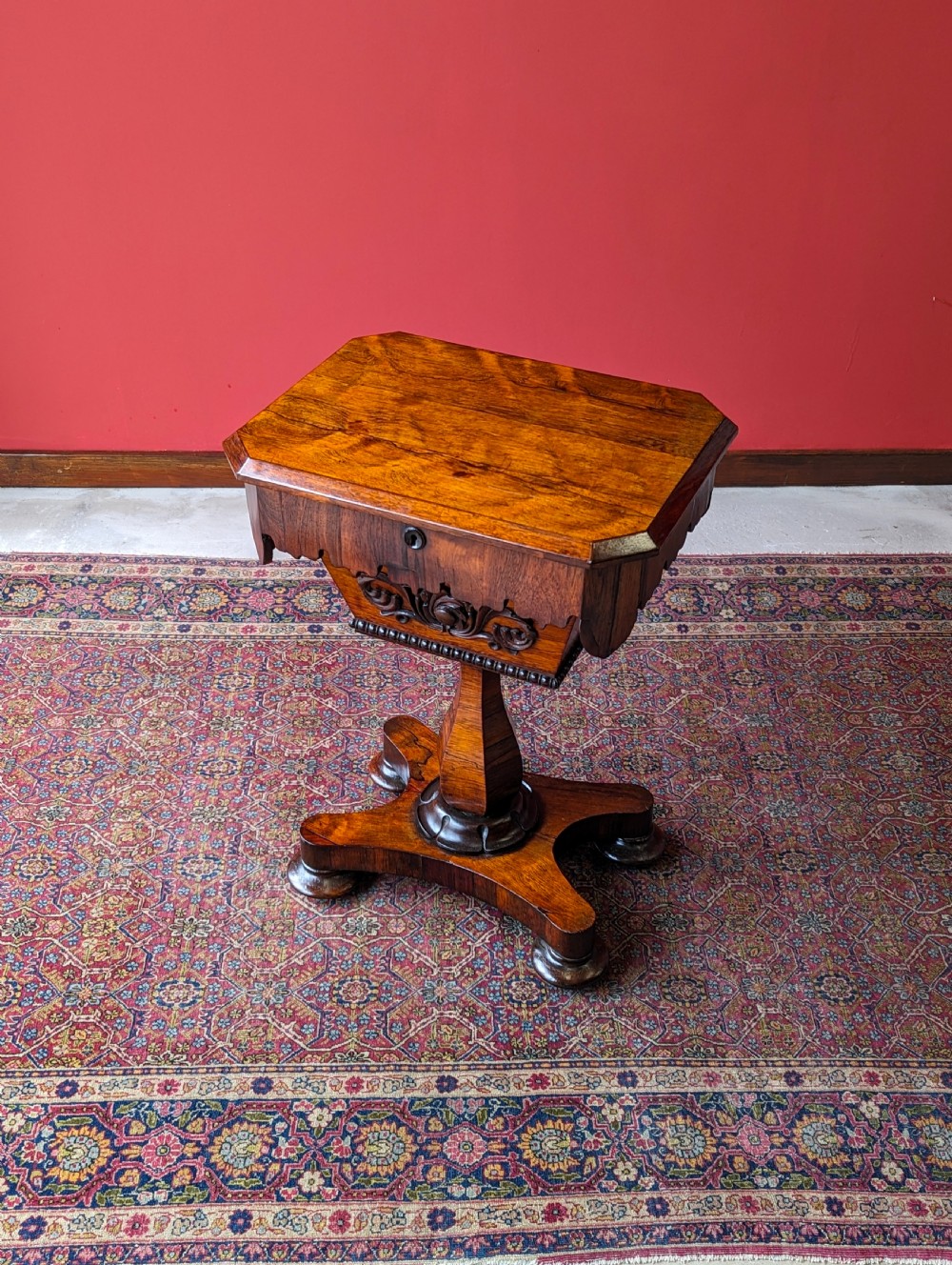 Antique Early Victorian Rosewood Sewing Table / Work Table View VI