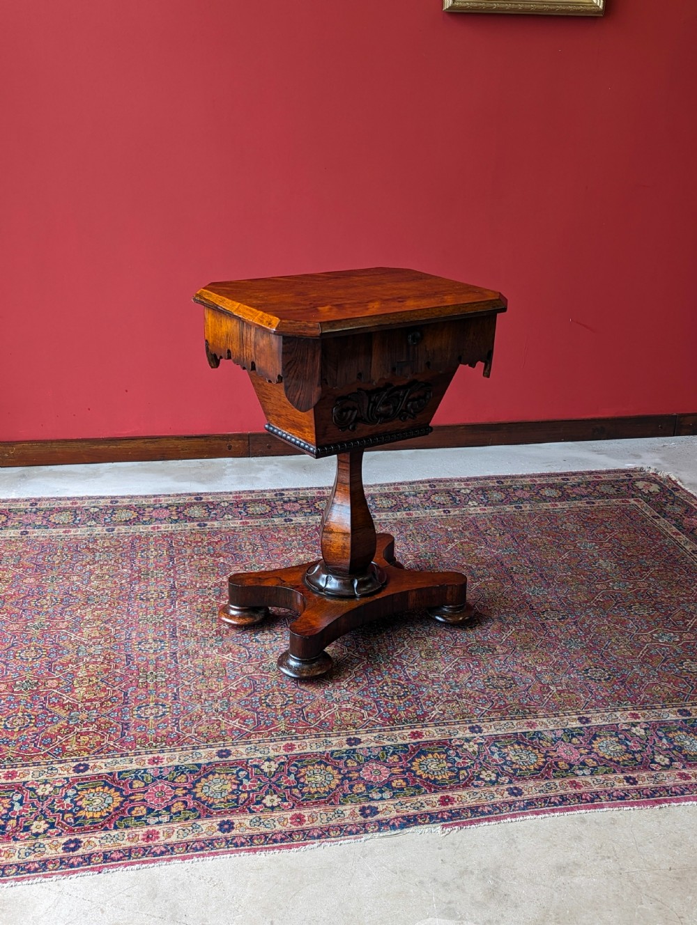 Antique Early Victorian Rosewood Sewing Table / Work Table View VII