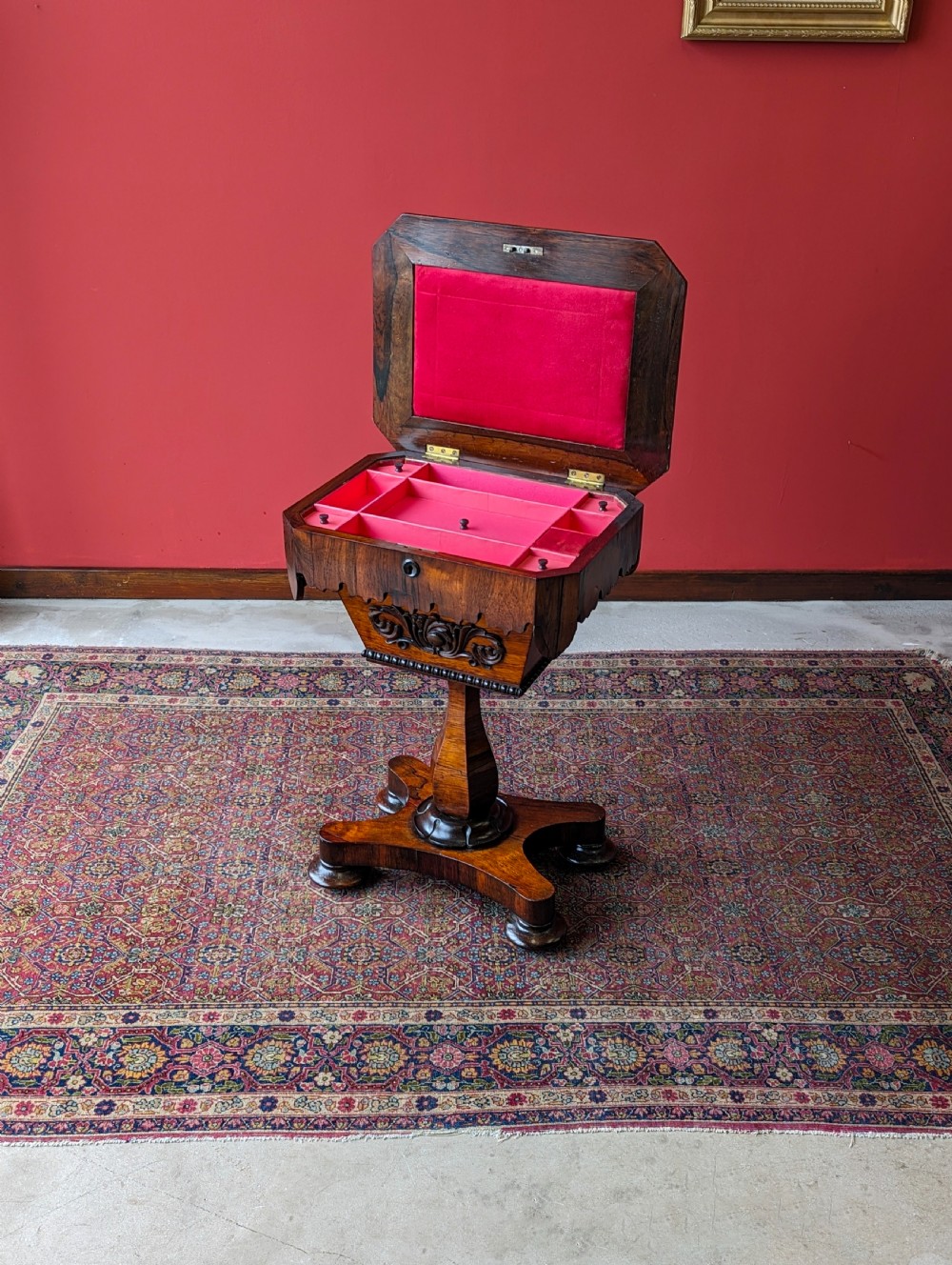 Antique Early Victorian Rosewood Sewing Table / Work Table View VIII