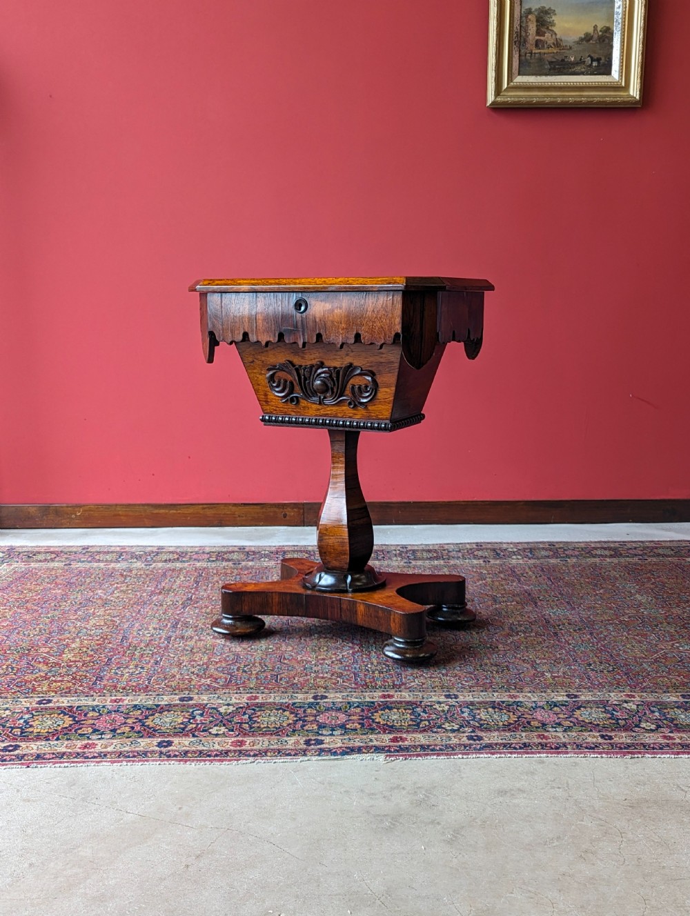 Antique Early Victorian Rosewood Sewing Table / Work Table View IX