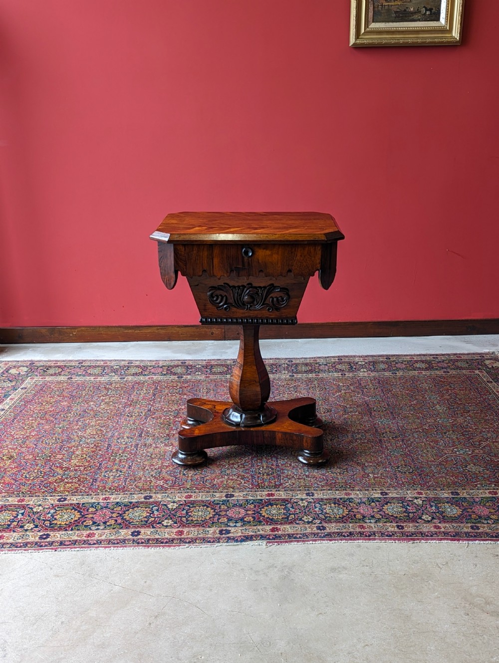 Antique Early Victorian Rosewood Sewing Table / Work Table View X