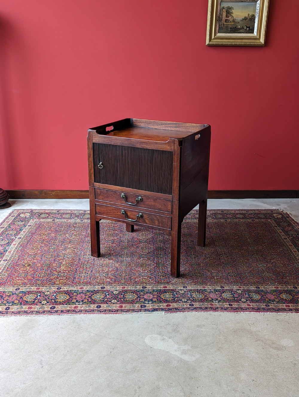 Antique Georgian Mahogany Tambour Bedside