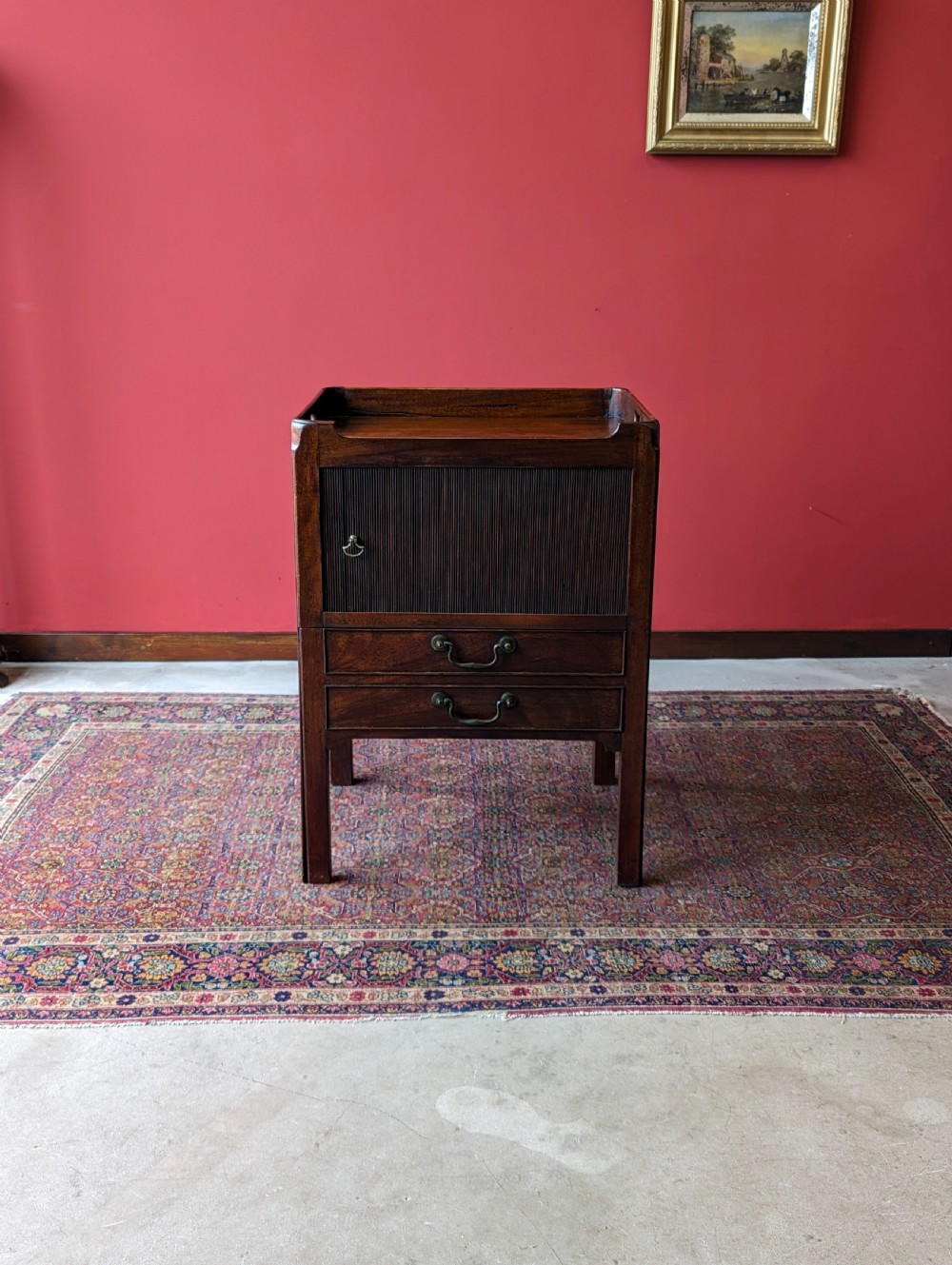 Antique Georgian Mahogany Tambour Bedside View II