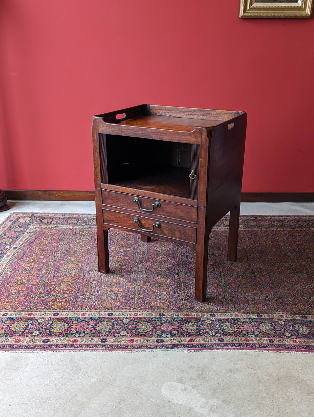 Antique Georgian Mahogany Tambour Bedside View VI