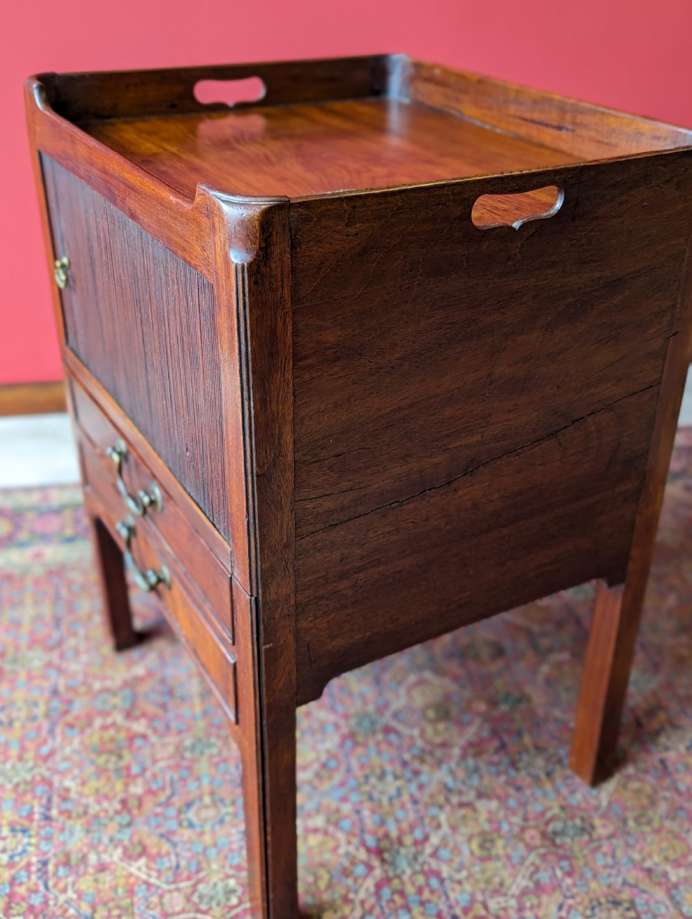 Antique Georgian Mahogany Tambour Bedside View VIII