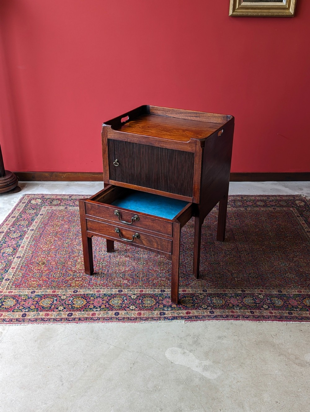 Antique Georgian Mahogany Tambour Bedside View IX