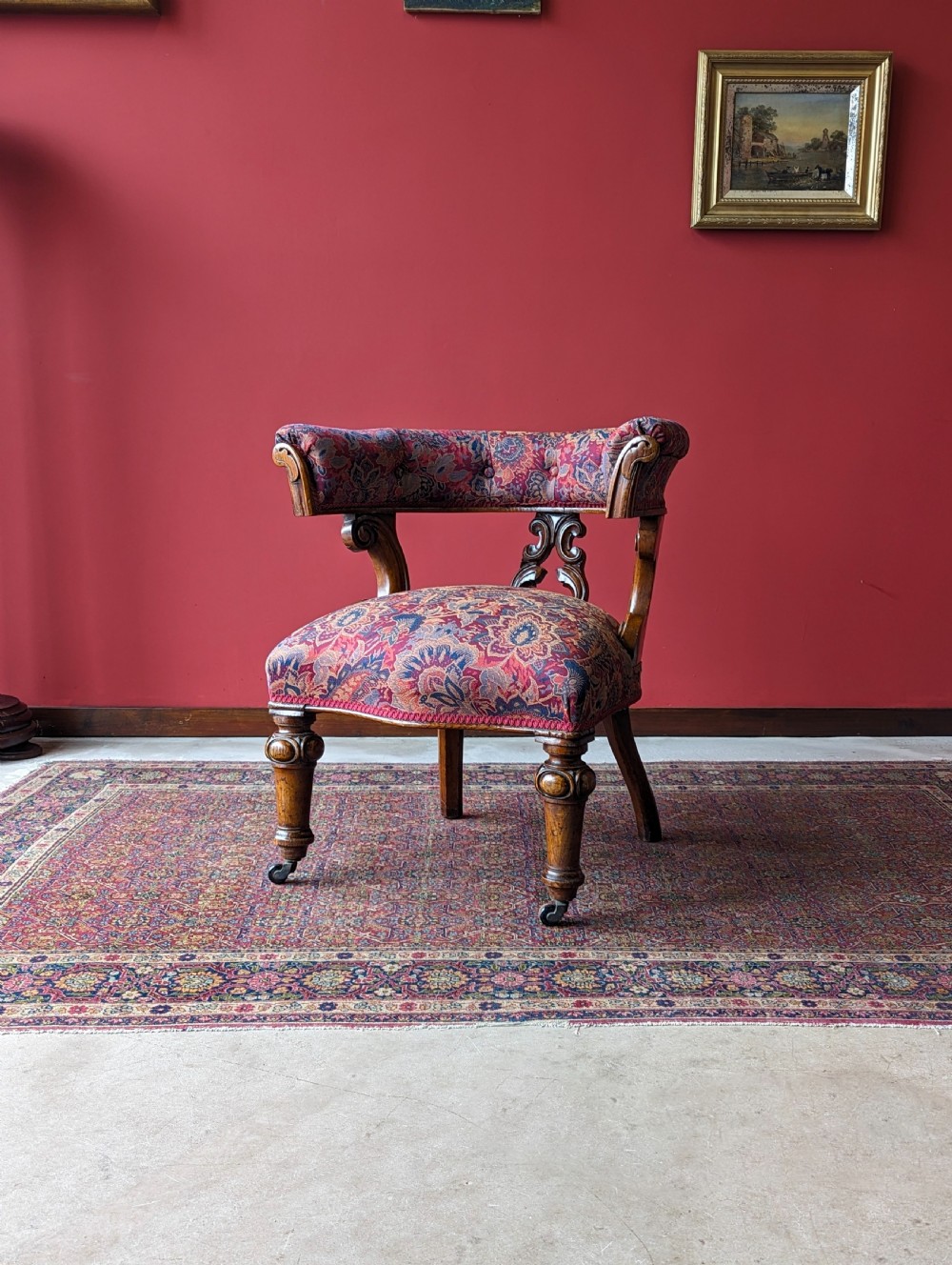 Antique Victorian Mahogany Library Desk Chair / Office Chair