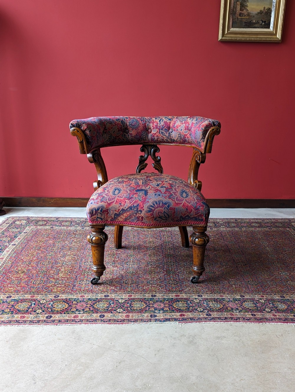 Antique Victorian Mahogany Library Desk Chair / Office Chair View II